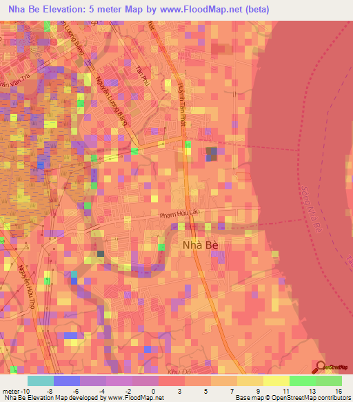 Nha Be,Vietnam Elevation Map