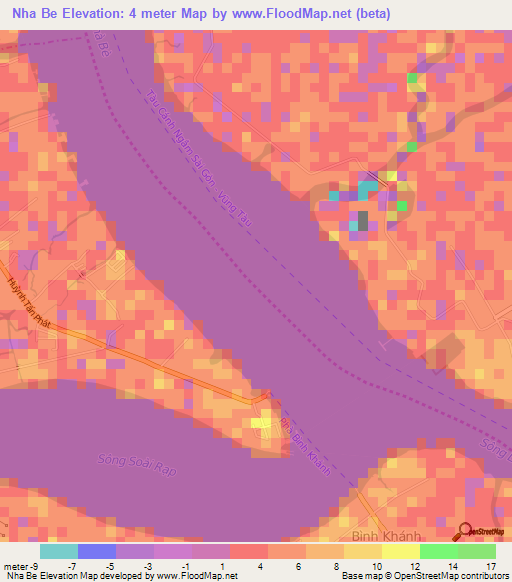 Nha Be,Vietnam Elevation Map