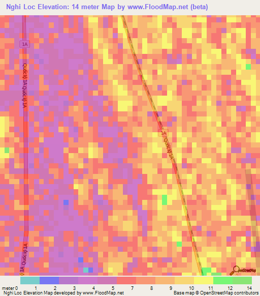 Nghi Loc,Vietnam Elevation Map