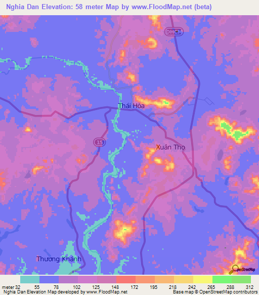 Nghia Dan,Vietnam Elevation Map