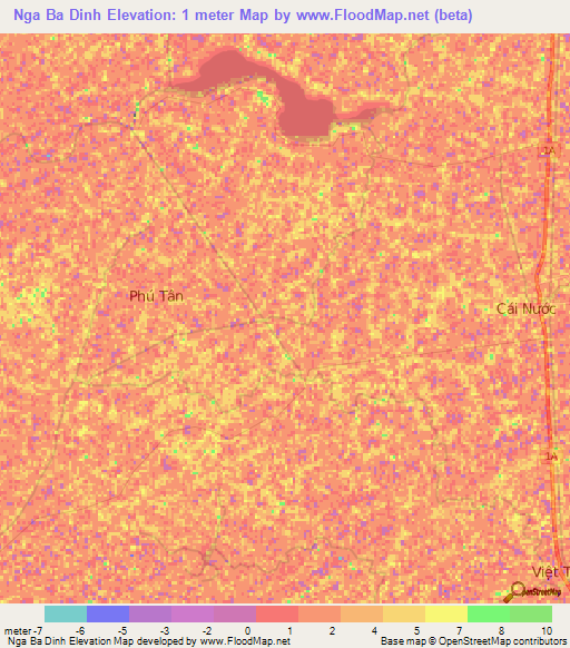 Nga Ba Dinh,Vietnam Elevation Map