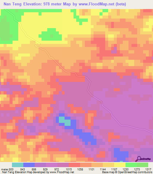 Nan Teng,Vietnam Elevation Map