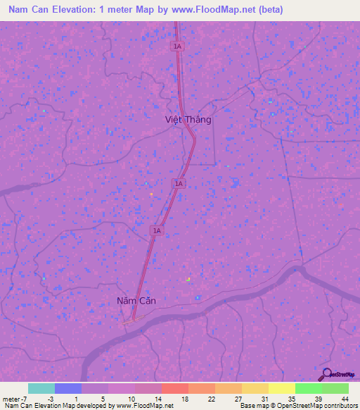 Nam Can,Vietnam Elevation Map