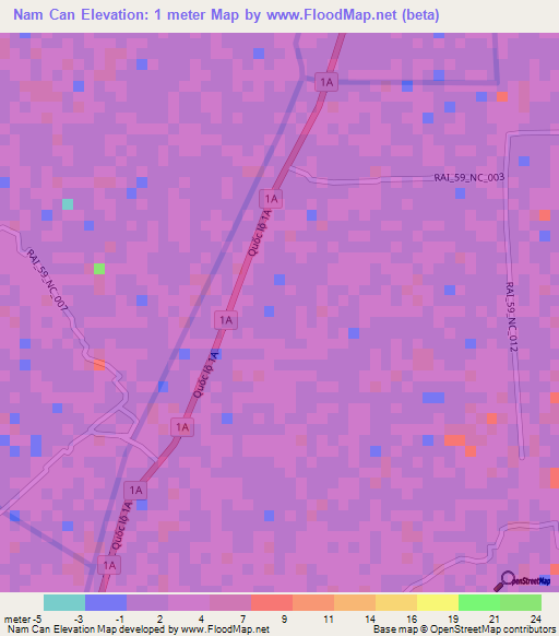 Nam Can,Vietnam Elevation Map