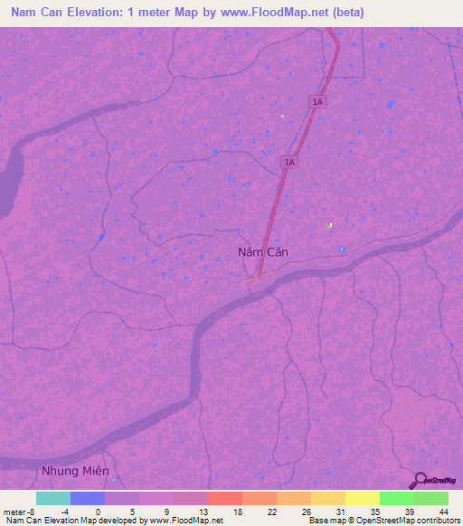 Nam Can,Vietnam Elevation Map