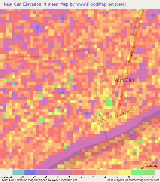 Nam Can,Vietnam Elevation Map