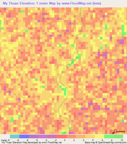 My Thuan,Vietnam Elevation Map