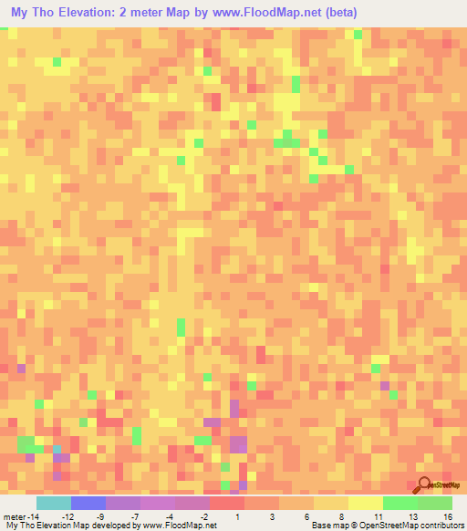 My Tho,Vietnam Elevation Map