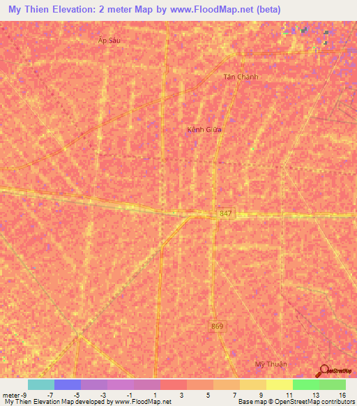 My Thien,Vietnam Elevation Map