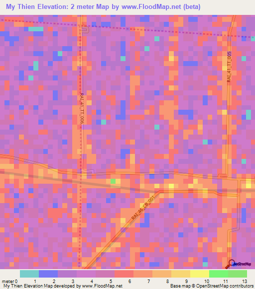 My Thien,Vietnam Elevation Map