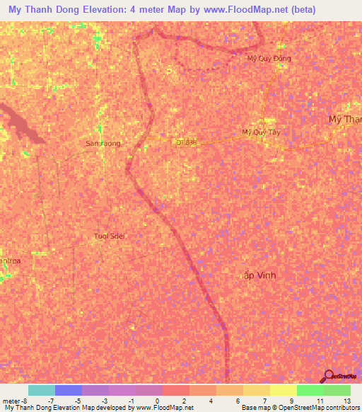 My Thanh Dong,Vietnam Elevation Map