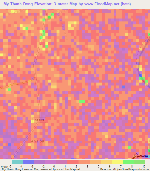 My Thanh Dong,Vietnam Elevation Map