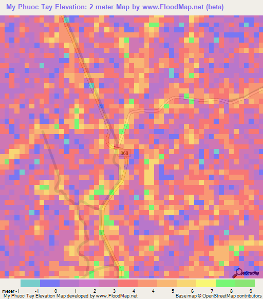 My Phuoc Tay,Vietnam Elevation Map