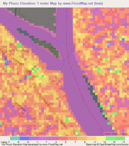 My Phuoc,Vietnam Elevation Map