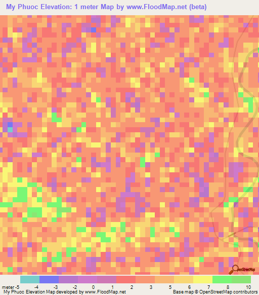 My Phuoc,Vietnam Elevation Map