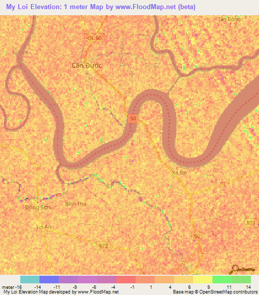 My Loi,Vietnam Elevation Map