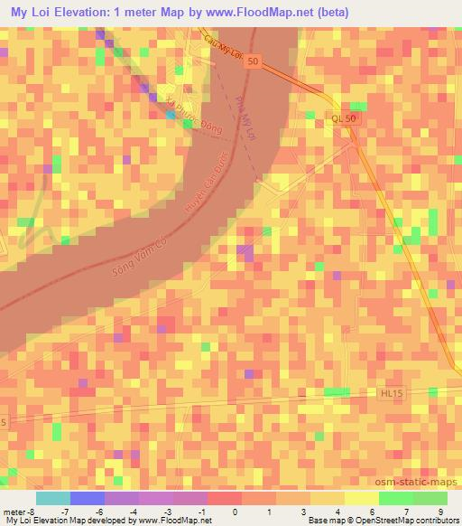 My Loi,Vietnam Elevation Map