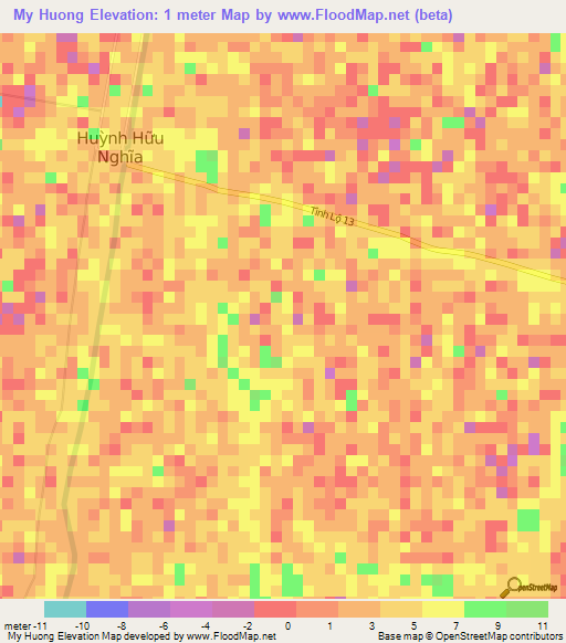 My Huong,Vietnam Elevation Map