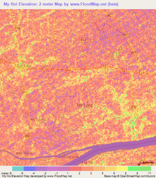 My Hoi,Vietnam Elevation Map