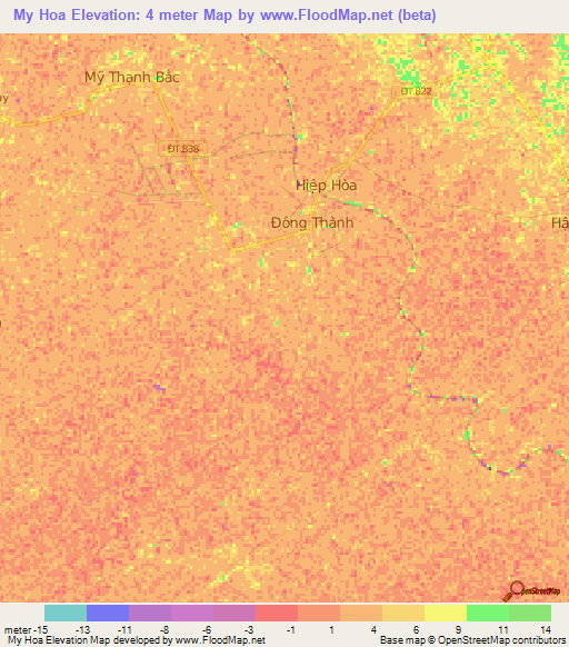 My Hoa,Vietnam Elevation Map