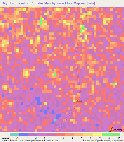 My Hoa,Vietnam Elevation Map