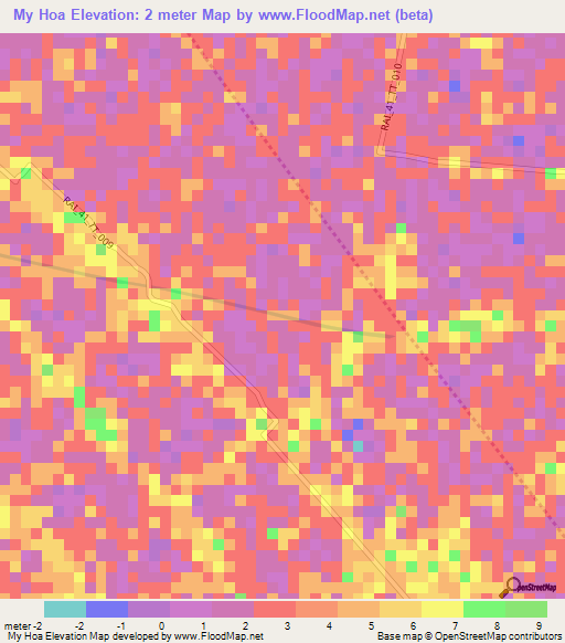 My Hoa,Vietnam Elevation Map