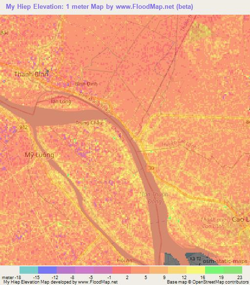 My Hiep,Vietnam Elevation Map