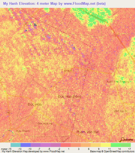 My Hanh,Vietnam Elevation Map