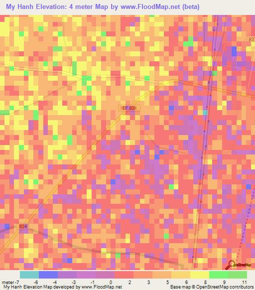 My Hanh,Vietnam Elevation Map