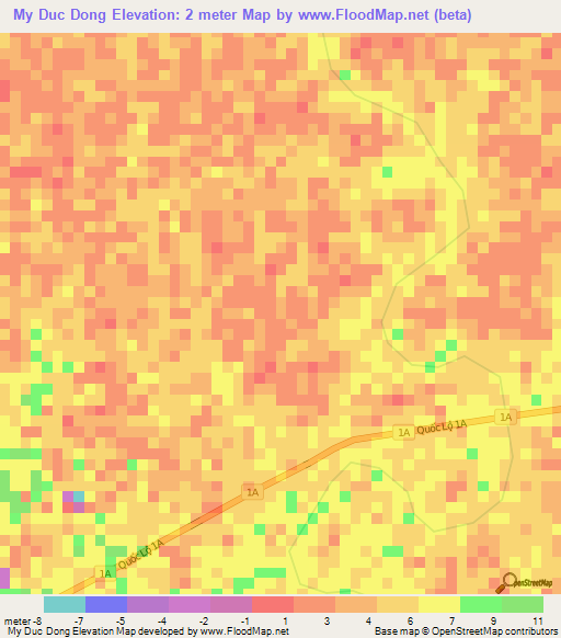 My Duc Dong,Vietnam Elevation Map