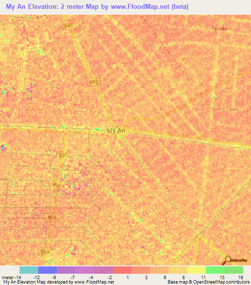 My An,Vietnam Elevation Map