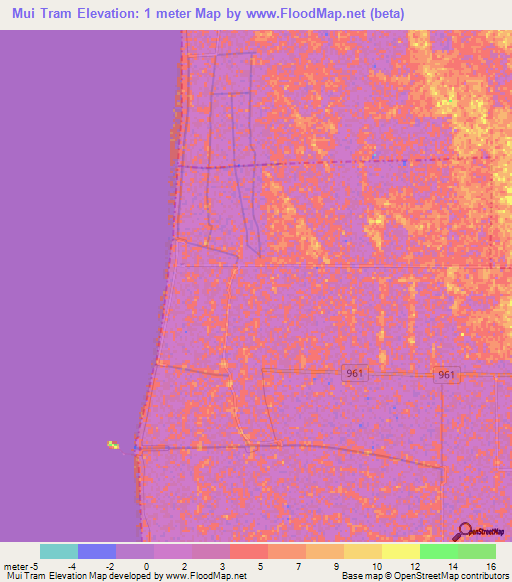 Mui Tram,Vietnam Elevation Map