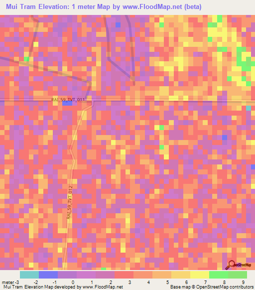 Mui Tram,Vietnam Elevation Map