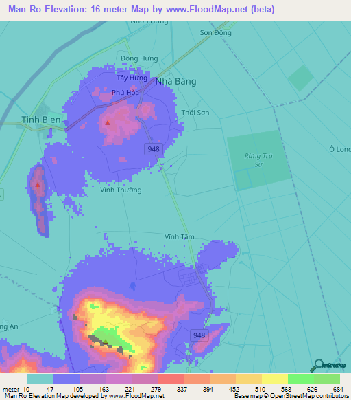 Man Ro,Vietnam Elevation Map