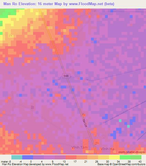 Man Ro,Vietnam Elevation Map