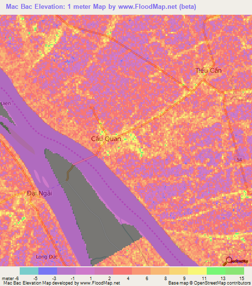 Mac Bac,Vietnam Elevation Map