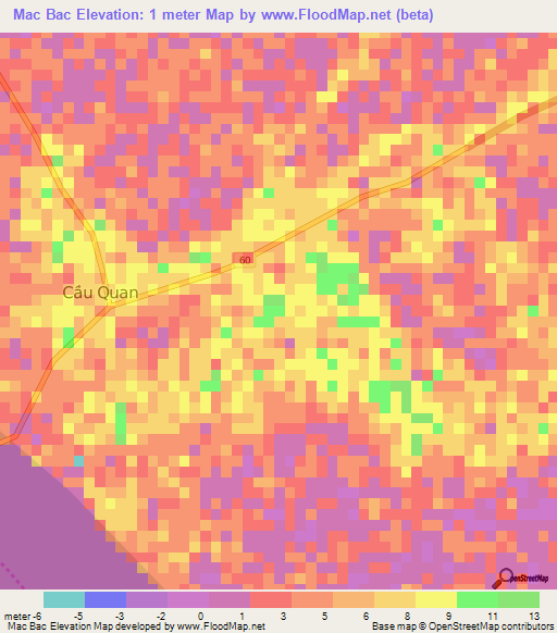 Mac Bac,Vietnam Elevation Map