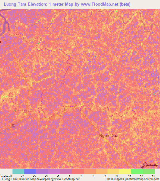 Luong Tam,Vietnam Elevation Map