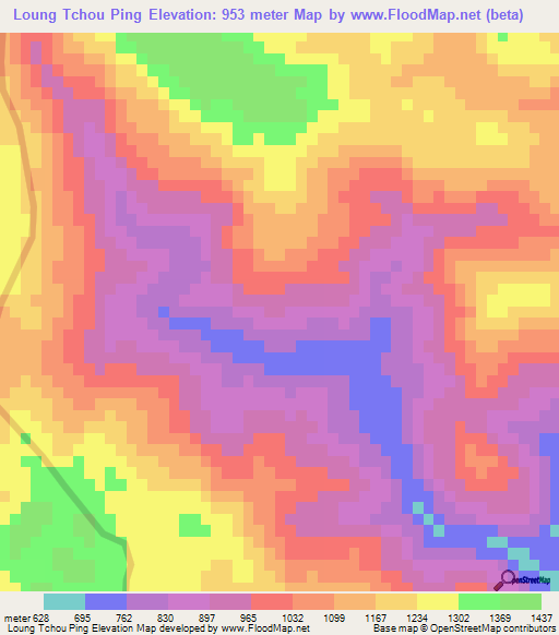 Loung Tchou Ping,Vietnam Elevation Map