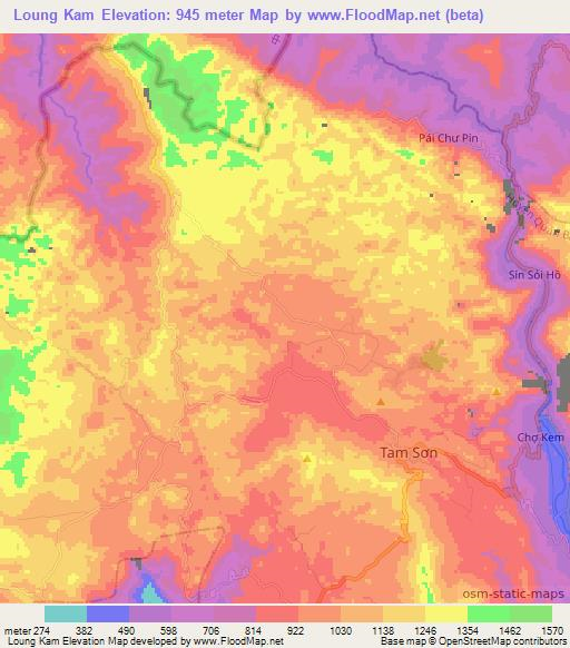 Loung Kam,Vietnam Elevation Map