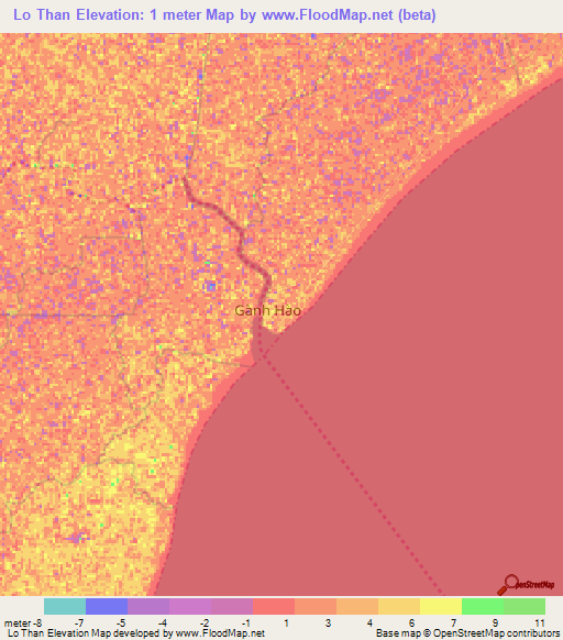 Lo Than,Vietnam Elevation Map