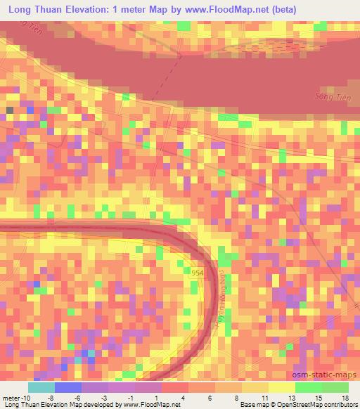 Long Thuan,Vietnam Elevation Map