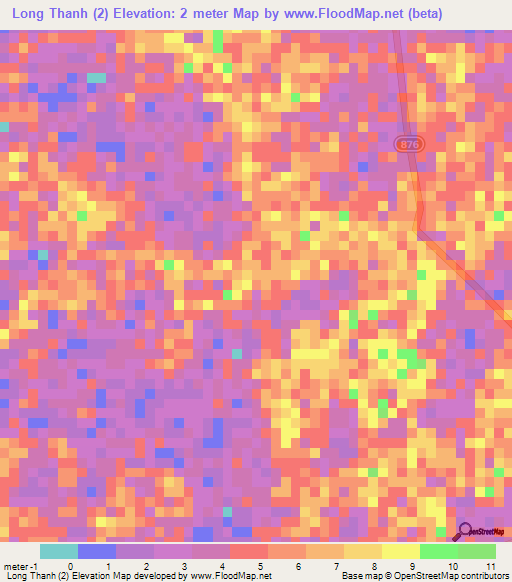 Long Thanh (2),Vietnam Elevation Map