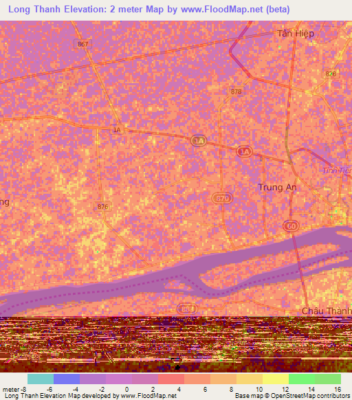 Long Thanh,Vietnam Elevation Map