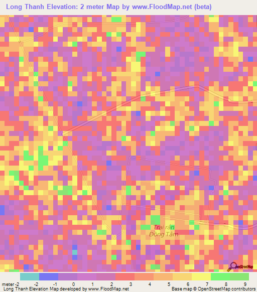 Long Thanh,Vietnam Elevation Map