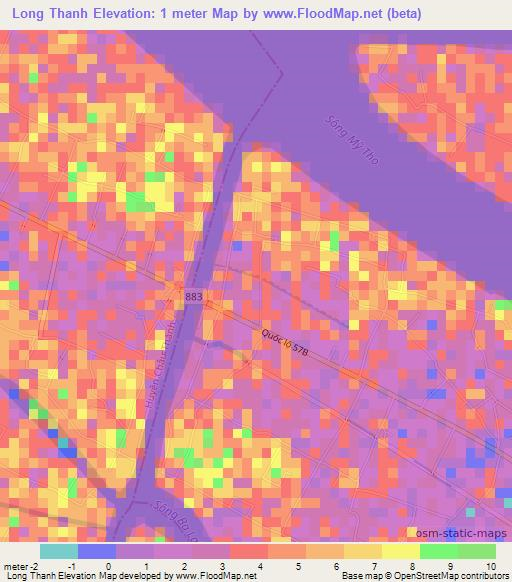 Long Thanh,Vietnam Elevation Map