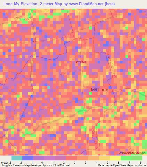 Long My,Vietnam Elevation Map