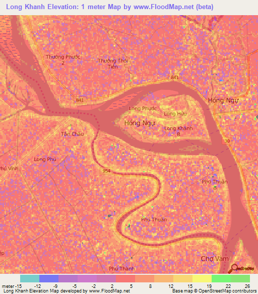 Long Khanh,Vietnam Elevation Map