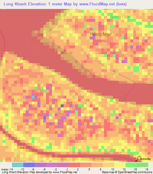 Long Khanh,Vietnam Elevation Map