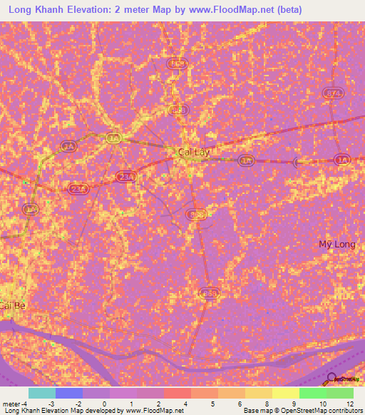 Long Khanh,Vietnam Elevation Map